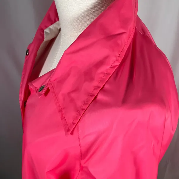 Vintage Ames‎ Hot Pink Windbreaker Nylon Cotton Lined Jacket Size L New 80's - Image 5