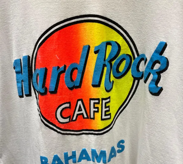 Vintage 80s Bahamas White Short Sleeve Neon Logo Graphic Tee XL - Image 2