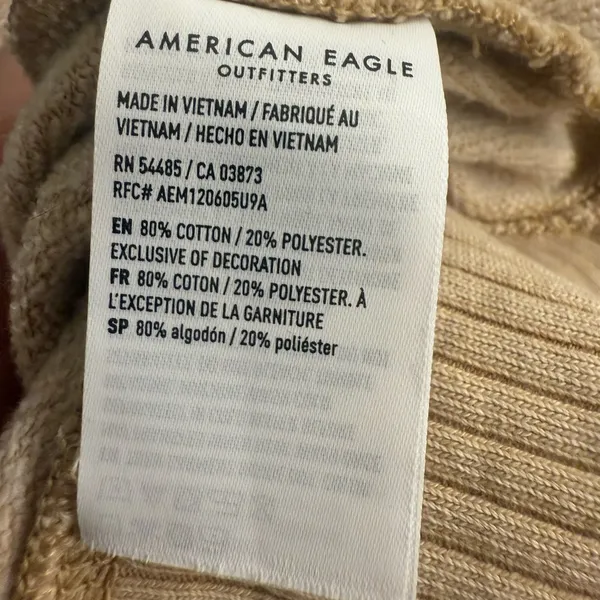 American Eagle Funday Graphic Happiest Here Smiley Tan Sweatshirt - size XL - Image 9