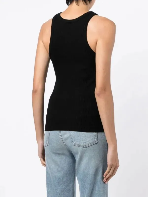 AGOLDE Bailey Black ORGANIC COTTON Ribbed Knit Tank Top Sleeveless stretchy Sm - Image 3