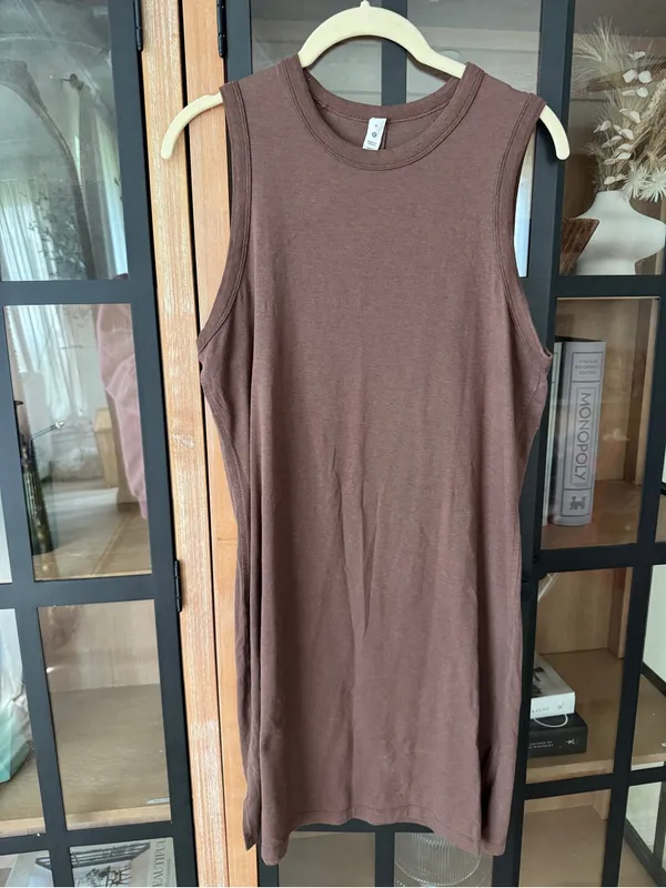 Lululemon Classic Fit Cotton mini t-shirt tank Dress Java sleeveless round neck - Image 6