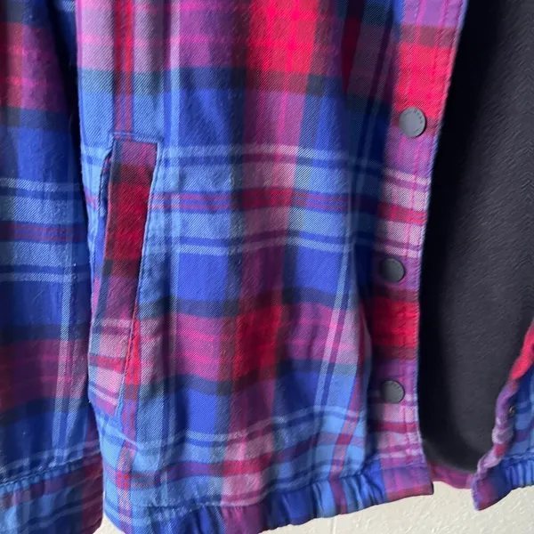 L.L.Bean Women Shacket Medium Cotton Fleece Plaid Barn Country Western Cabincore - Image 7