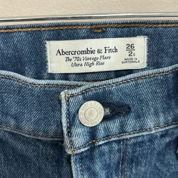 Abercrombie & Fitch The 70s Vintage‎ Flare Ultra High Rise Jeans Blue 26 Short - Image 3