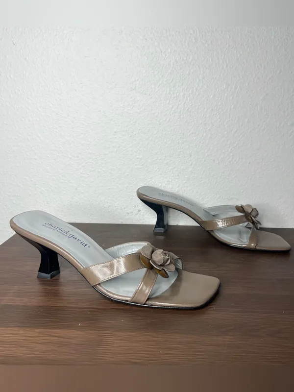 Y2K Vintage Flower Strap Slip On Kitten Heel Sandal Summer Wedding Fairycore - Image 2