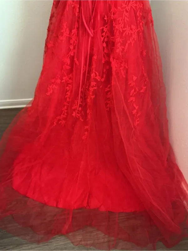 Wedding Dress VNAIX Red Lace Embroidered Tulle Ball Gown Size 6 - Image 3