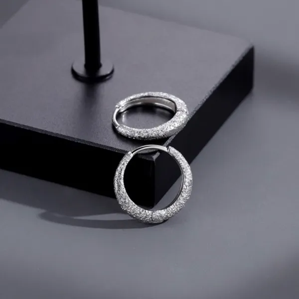 925 Silver Plated Small Hoop Earrings for Men, Unisex Punk Hip Hop Earrings - Image 3