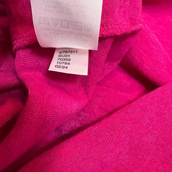 LOFT Loose Button Henley Top‎ Hot Pink Short Sleeve Casual Blouse Size Medium M - Image 5