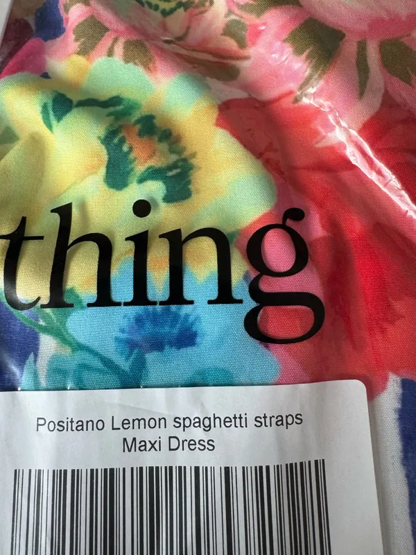Positano Lemon Spaghetti Strap Square Neck Holiday Maxi Dress New - Image 2