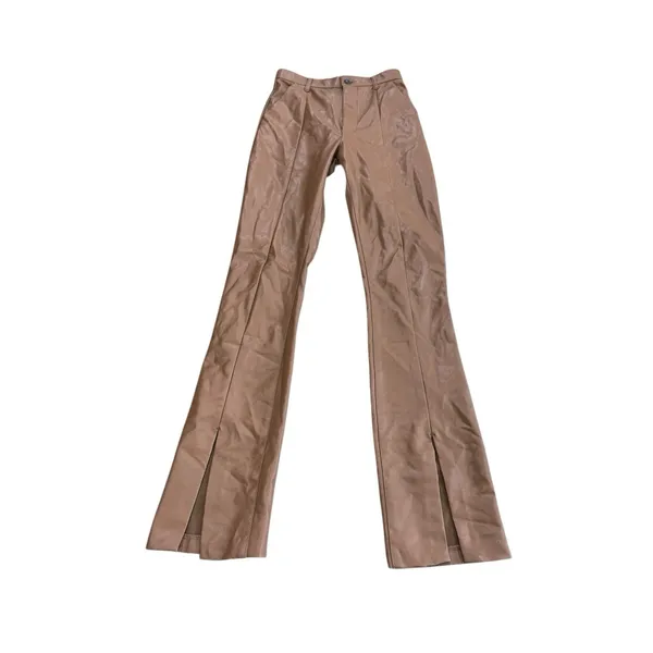 Abercrombie Faux Leather Pants Camel Brown Ultra High Rise Split Hem 4 27 - Image 12