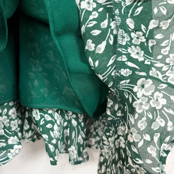 Reformation Esther Green Floral Mini Dress Ruffle Scoop Neck Adjustable Straps 0 - Image 10