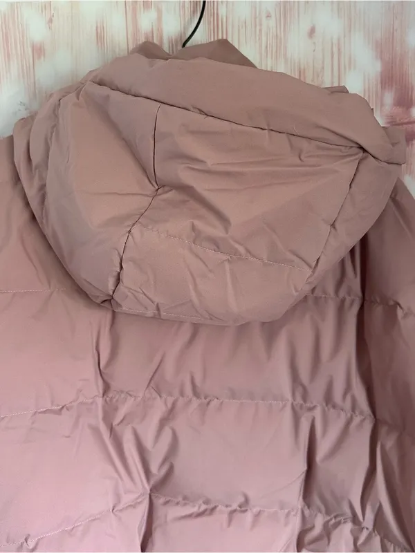 Halara Blush Pink Cropped Black Trim Puffer Winter Coat Jacket Size XL - Image 8
