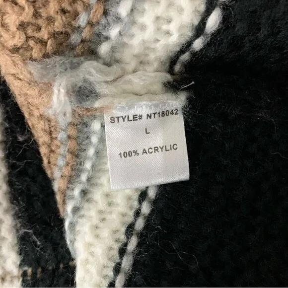Lumiere Large Boho Chunky Knit‎ Striped Bell Sleeve Sweater Oversized Cozy Top - Image 6