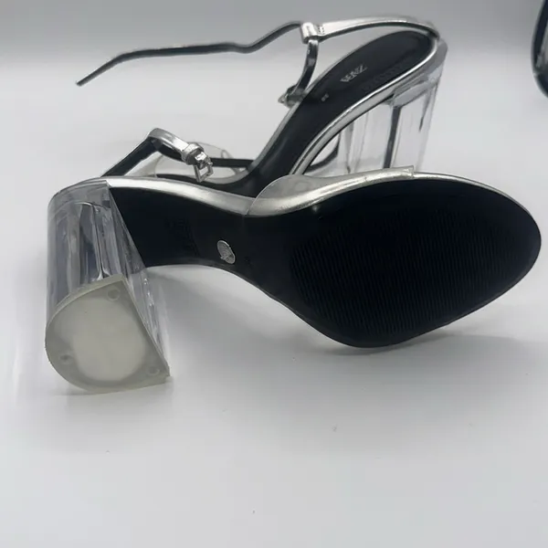 Zara Silver Women's Heeled Sandals - Image 2