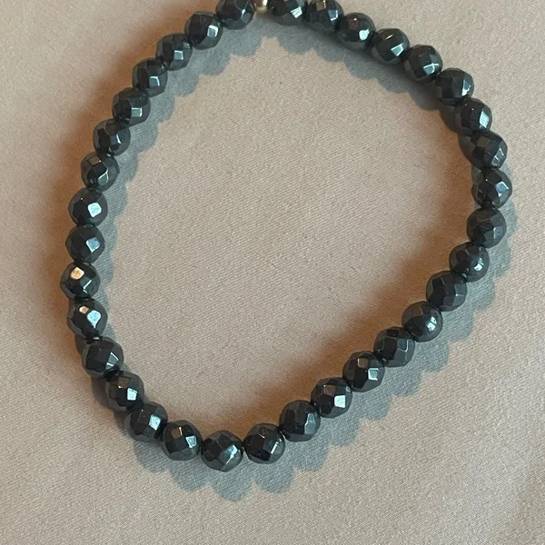 Black Beaded Bracelet with gold bead - Image 2