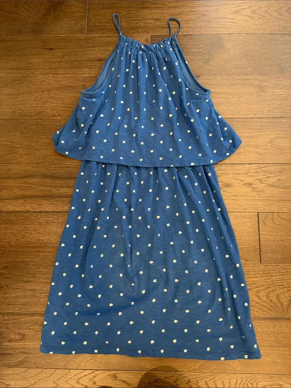 LOFT Navy Blue Polka Dot Layered Sundress Small - Image 6