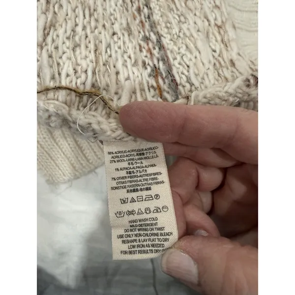 Free People Fair Isle Snow Bunny Sweater Cowl Neck Sleeveles Boho Beige Large - Image 6