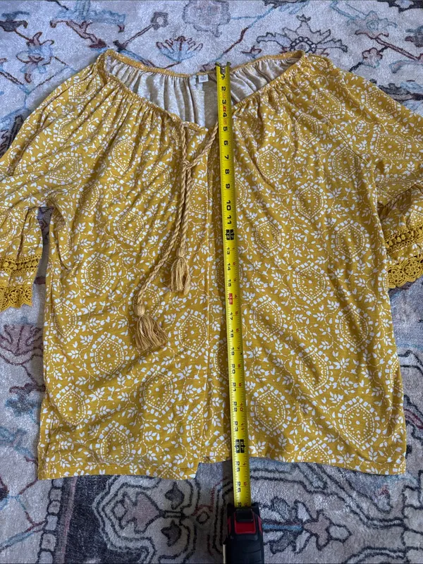 Boho Tassel Peasant Blouse in Mustard Yellow - Image 2