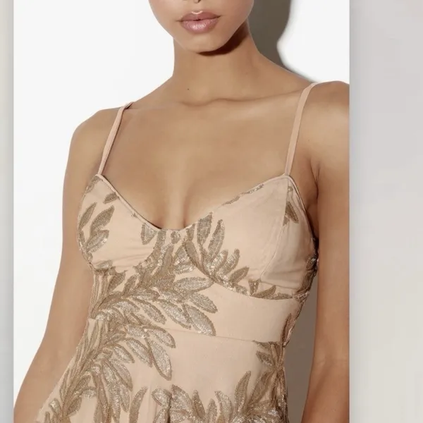 NWT Lulus Trinity Nude Gold Sequin‎ Sleeveless Midi DressSize LARGE - Image 2