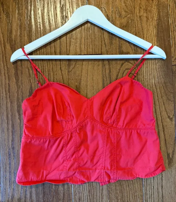 Anthropologie Maeve red scalloped cropped tank 4 - Image 2