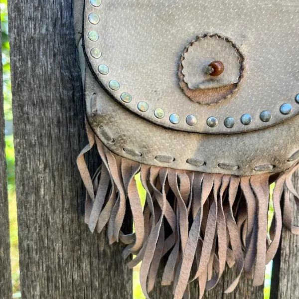 Vintage Western Leather Fringe Crossbody Bag - Image 3