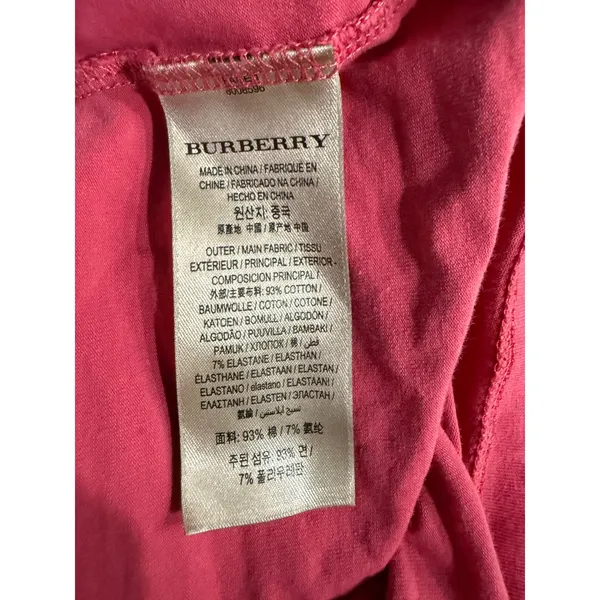 Burberry‎ Pink Cuffed Nova Check Sleeve T-Shirt Womens Medium Short Sleeve Tee - Image 6