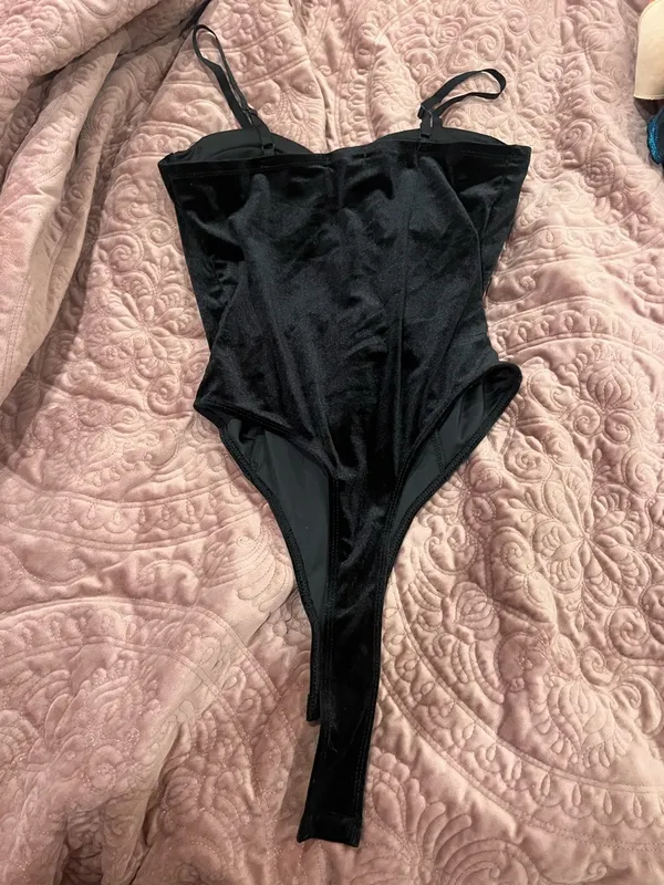 Bozzolo Black Velvet Corset-Style Bodysuit - Image 2
