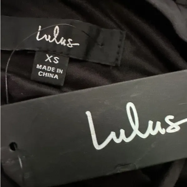 Lulu's Make it Elegant Satin Strappy Maxi Dress Halter Neck Slit Formal Black XS - Image 3