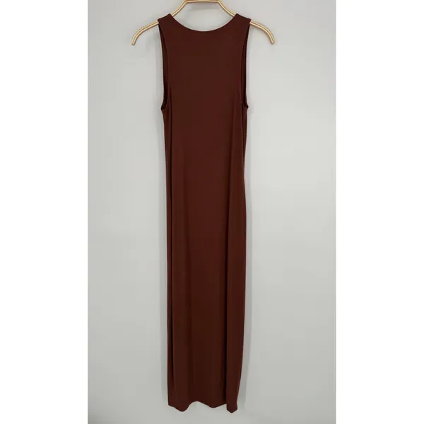 Joah‎ Brown Bodycon Flexrib Dress Medium Large Brown Ribbed Maxi Minimalist Chic - Image 6