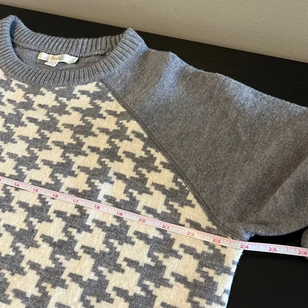 Boden Women's Grey White Houndstooth 100%‎ Wool Raglan Sleeve Sweater US 14 - Image 10