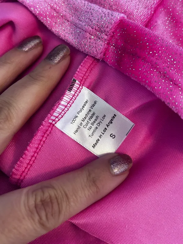 Princess Polly Lucy in the Sky Barbie Pink Glittery Sparkle CutOut Back Sleeveless Romper Small - Image 7