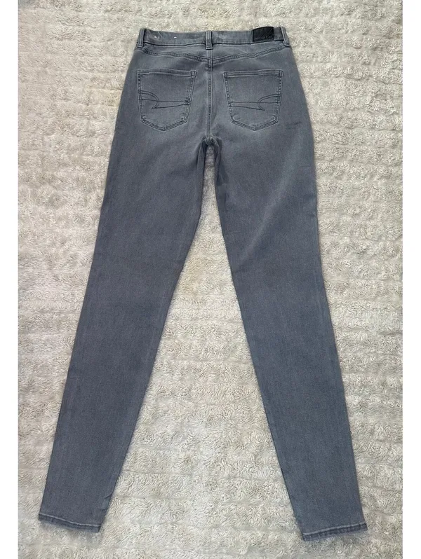American Eagle grey Curvy Hi-Rise Next Level Stretch jeggings Size 8 X-Long - Image 6
