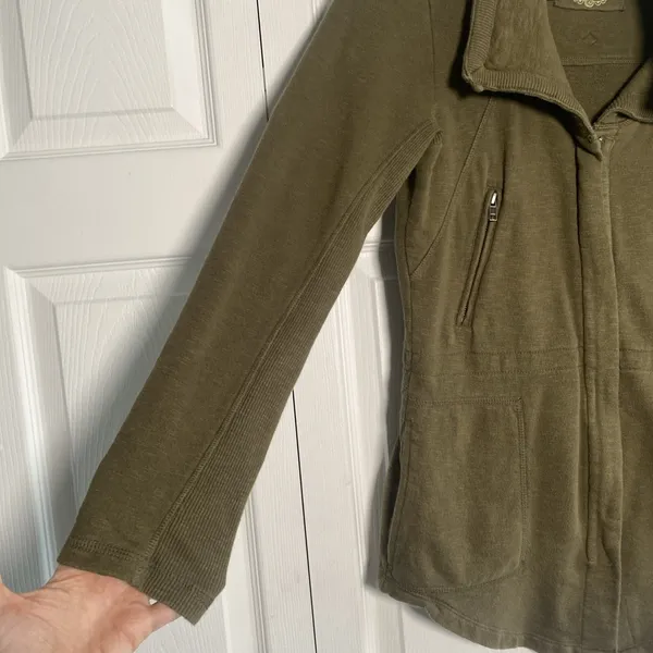 Prana Breathe Jacket Womens Size‎ S Olive Green Organic Cotton Zip Up Utility - Image 4