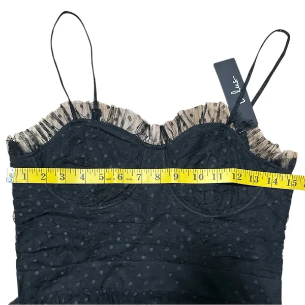 Lulus “Estelle” Swiss-Dot Tulle Tiered Midi Dress NWT Size M - Image 3