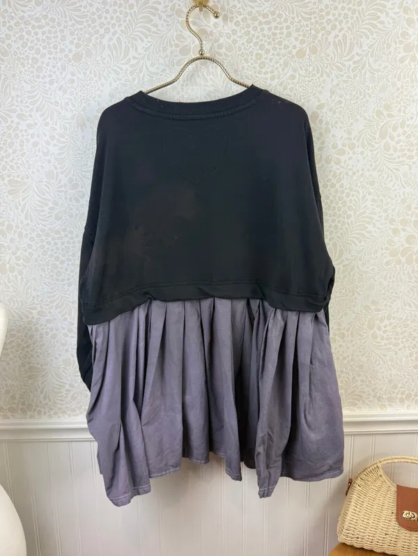 Free People Black and Gray Eleanor Layered Sweatshirt Minidress - Size - XS - Image 7