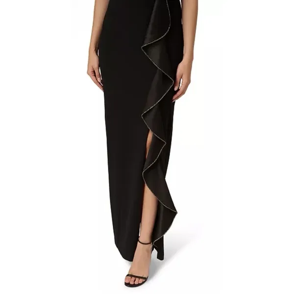 Adrianna Papell Women's Ruffled Gown Size 4 Black Ruffle‎ Asymmetrical Neckline - Image 4