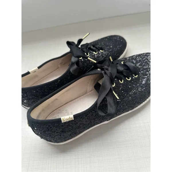 Keds x kate spade new york Black Glitter Ribbon Lace-Up Low Top Sneaker 7.5 - Image 5