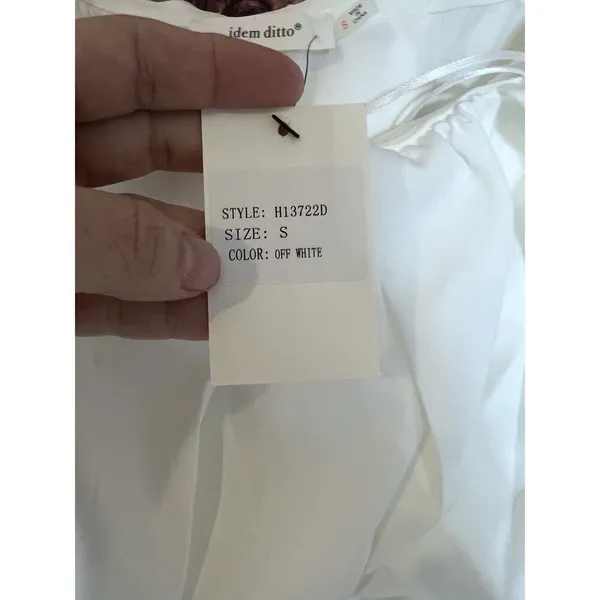 White Oversize Puff Sleeve Mini Sheath Dress Romantic Idem Ditto Party Prom SZ S - Image 4