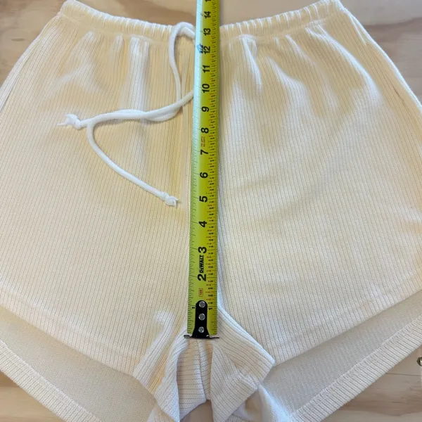 Sabo Skirt Ribbed‎ Knit Lounge Shorts Butter Yellow Elastic Waist Drawstring Sm - Image 9