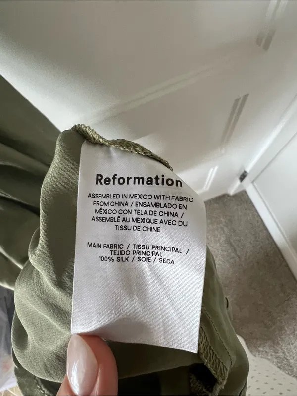NWOT Reformation Casette Silk Dress Green Size 8 - Image 8