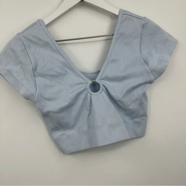 Aerie Seamless Crop Top Size XL Blue Gym Workout - Image 5