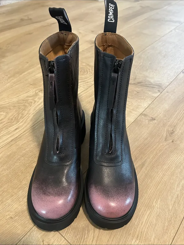 CAMPER Milah Black and Pink Leather Mid Boots, Size EU38/US7.5 NWOT Display pair - Image 5