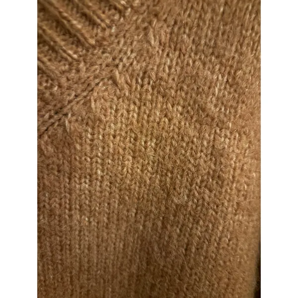 Primark Womens‎ Rust Brown V-Neck Oversized Knit Sweater Wool Blend Pullover L - Image 2