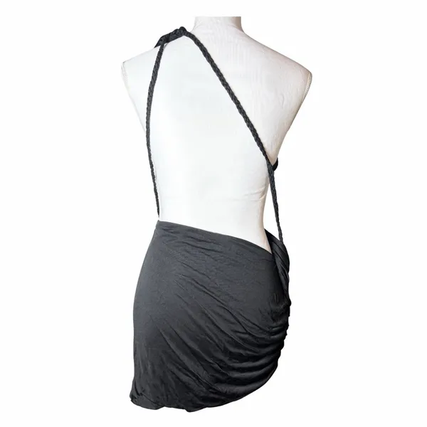 Retrofête Wrap Mini Dress Braided Straps Black Women's size S - Image 2