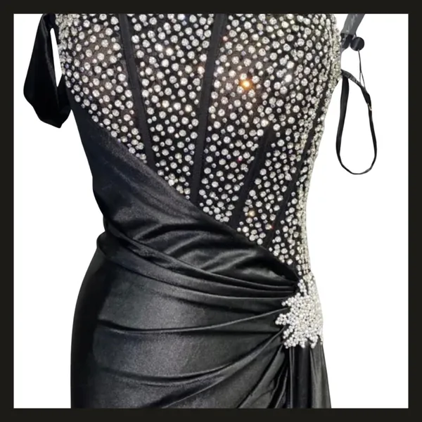 Sherri Hill 55367 BLACK Beaded Off Shoulder Evening Gown SZ 10 Prom Pageant EUC - Image 4