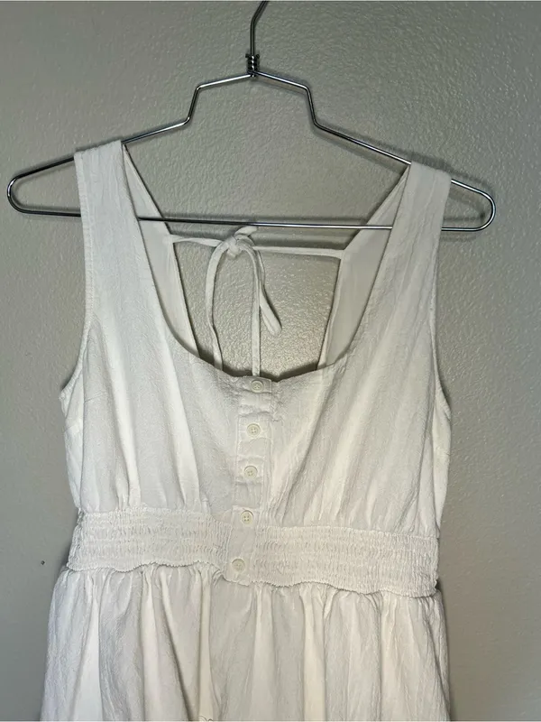 White Tiered Sleeveless Rush Summer Dress - Image 5