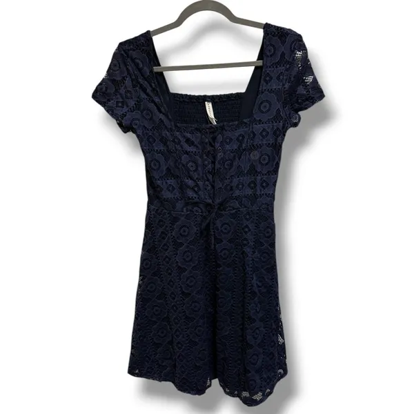 Aeropostale Navy Lace Corset Dress Fit‎ Flare Square Neck Coquette Mini M NWT - Image 2
