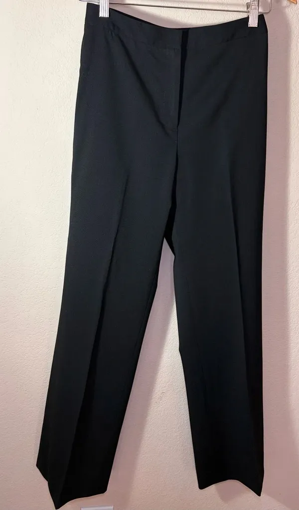 Black Wool Blend Tailored Straight Leg Dress Pants Size 4 Classic Work-Wear - Image 2