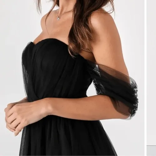 Lulus Divine Dreamer Off the Shoulder Tiered Midi Dress, Black,‎ Small, NWT - Image 7