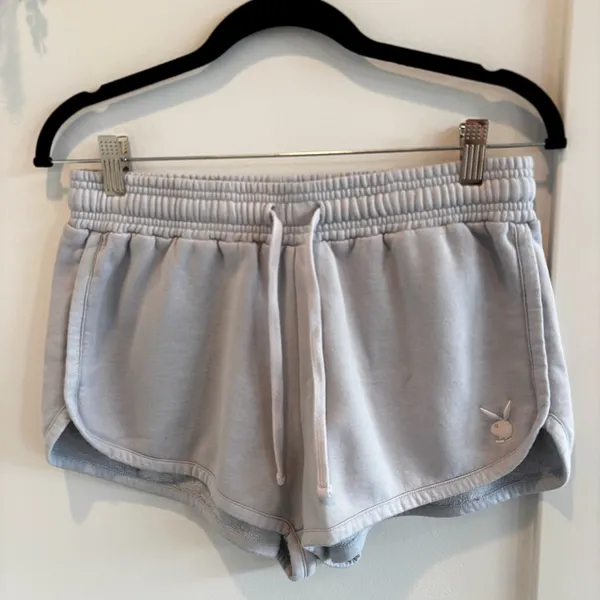 Playboy by Pacsun Bunny Sweat Shorts Light Periwinkle Size Medium Women's - Image 2
