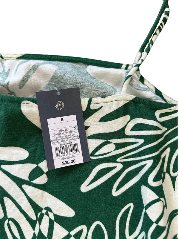 Boho Green Floral Mini Dress With Strap Tassel - Image 9